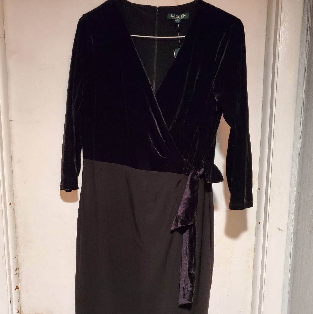 Ralph Lauren velvet faux wrap cocktail dress